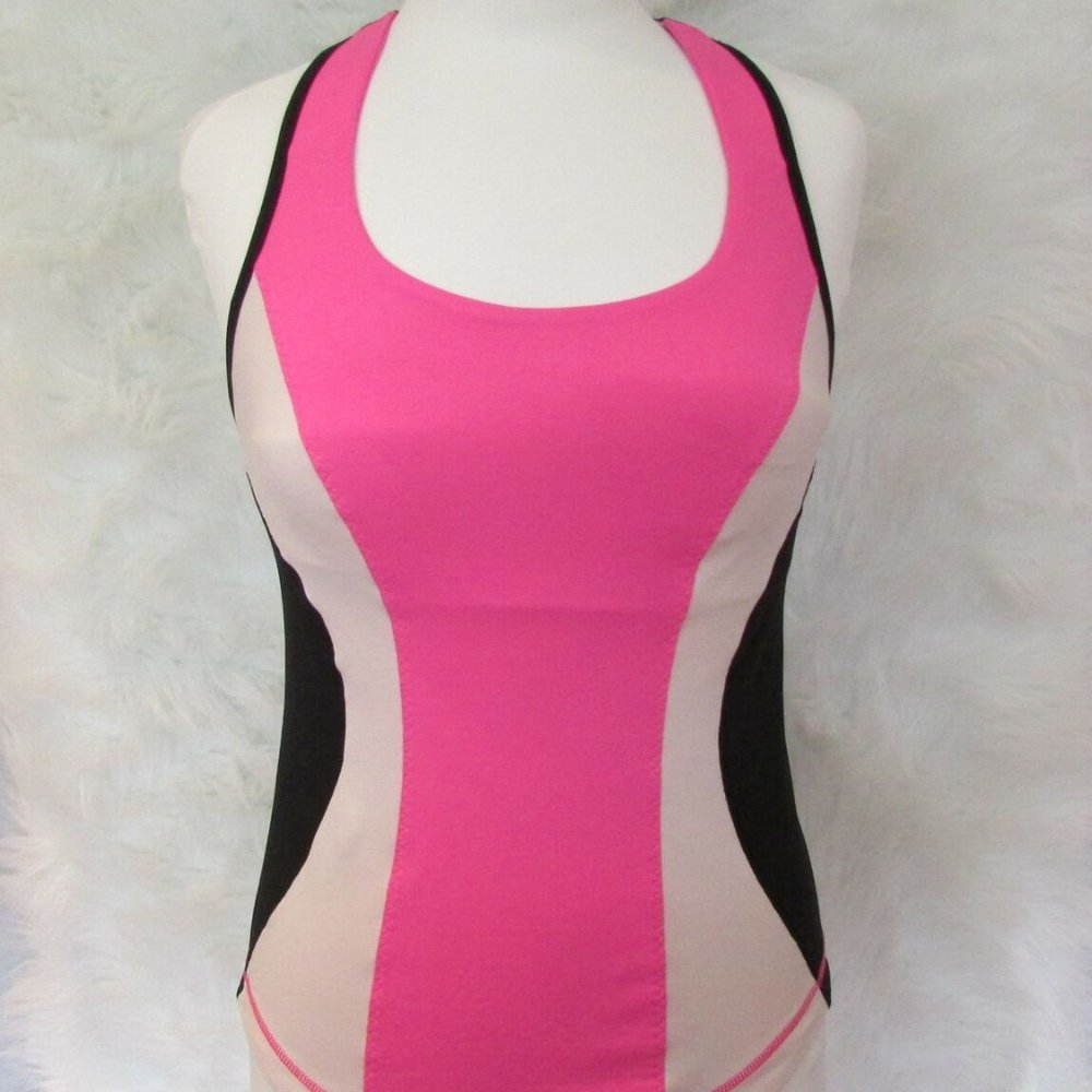 LULULEMON size 6 Pink & Black Colorblock Tank Top